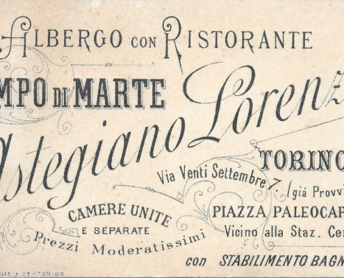 Vintage Visitenkarte eines Turiner Hotels